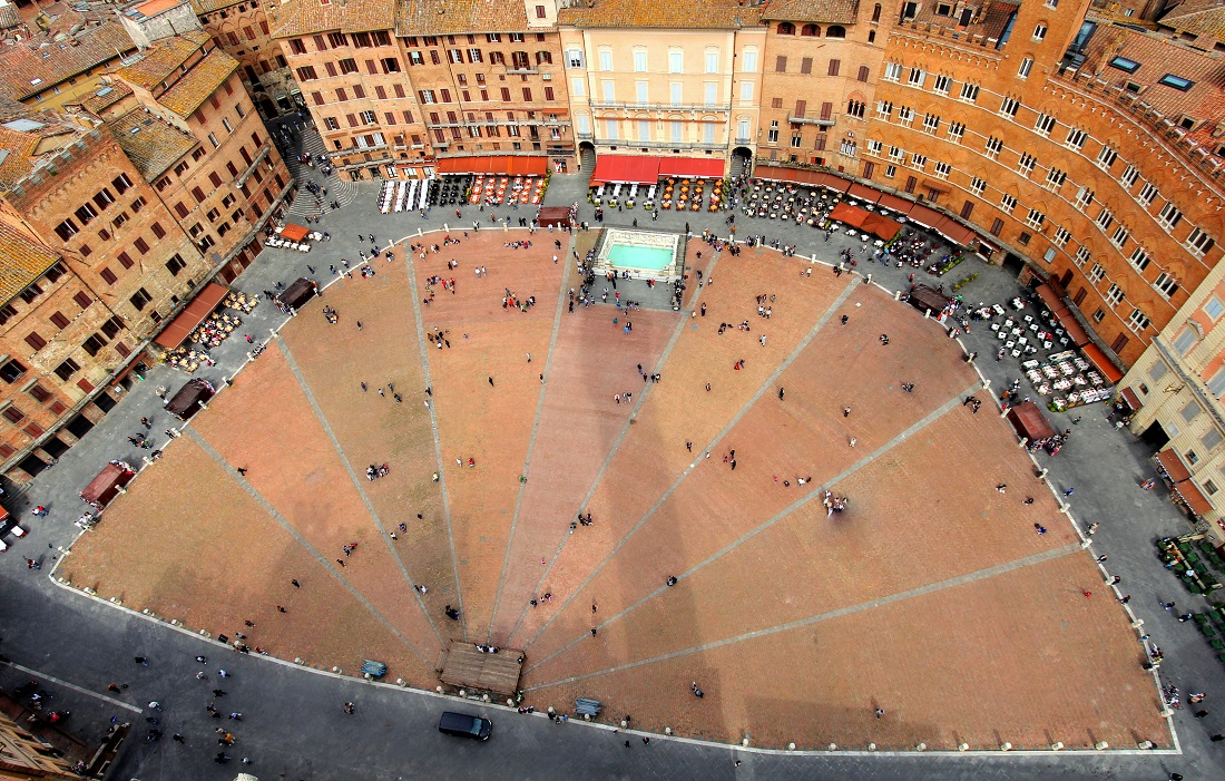 Panorama Sieny, widok na Sienę, plac Il Campo, Il Campo Siena